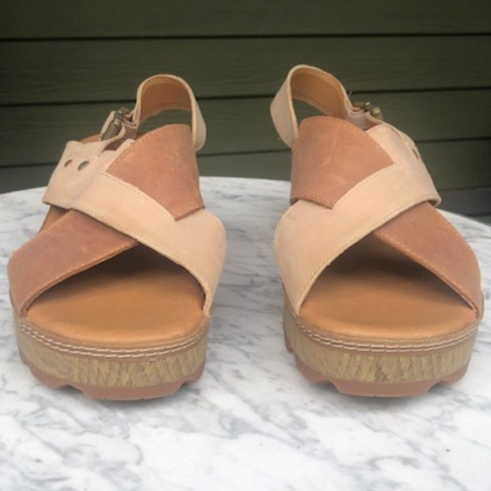 CAT Caterpillar LIA Women's Leather Heeled Sandal Shoe Tan/Beige/Brown Size 11 - Picture 12 of 16